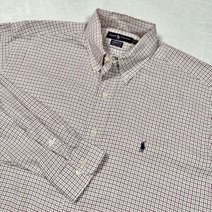 Ralph Lauren Shirt Mens 16.5 32/33 Red Plaid Yarmouth Button‎ Down Long Sleeve